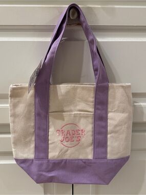 NWT Trader Joe’s Mini Pastel Canvas Tote Bag - Purple